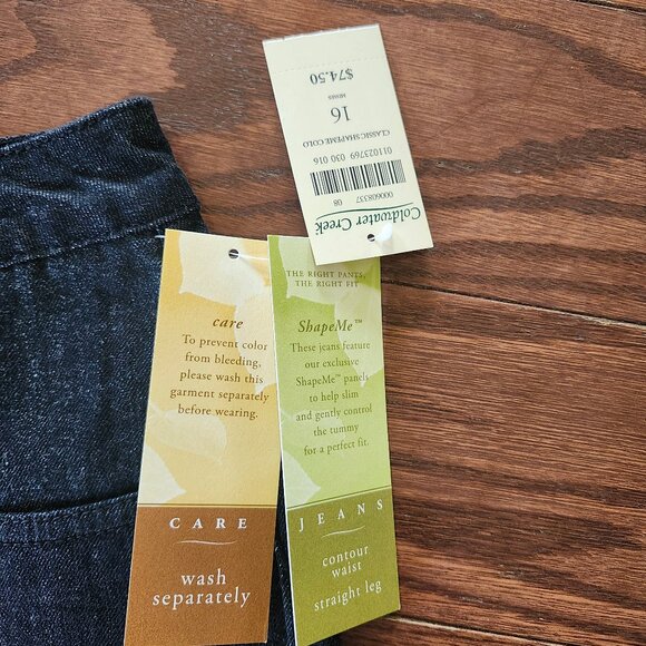 NWT Coldwater Creek Women’s Black Denim Jeans Size 16 Straight Leg Contour Waist - Picture 3 of 11
